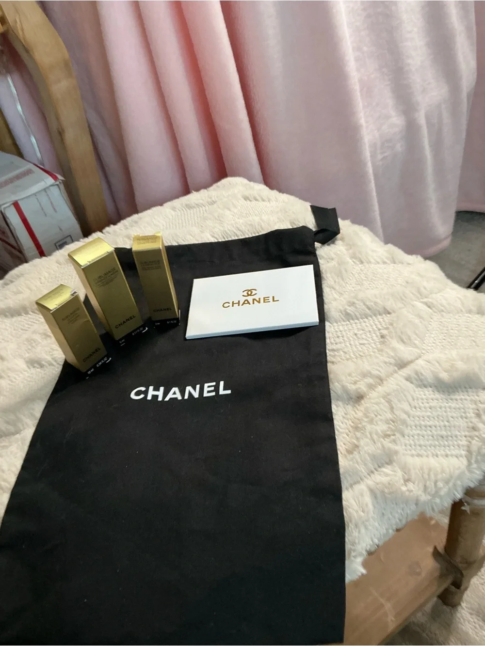 Chanel Sublimage Luxury Skincare 3-Piece Set with Mirror & Pouch